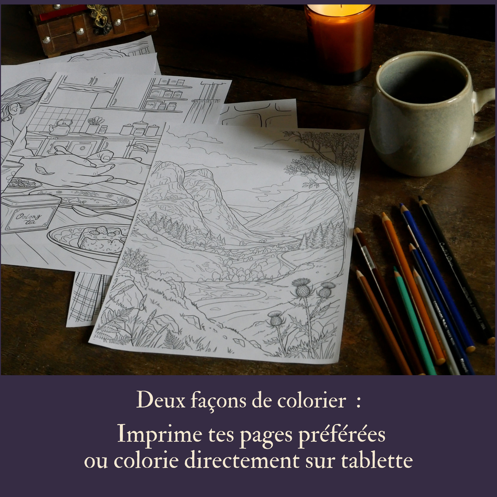 Édition Numérique Coloriage romantique pour adultes, Écosse du 18e siècle
