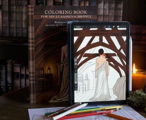 Duo papier + numérique | Livres de coloriage romantique pour adultes-Écosse du XVIIIe siècle (Précommande) Le Grimoire de Geillis