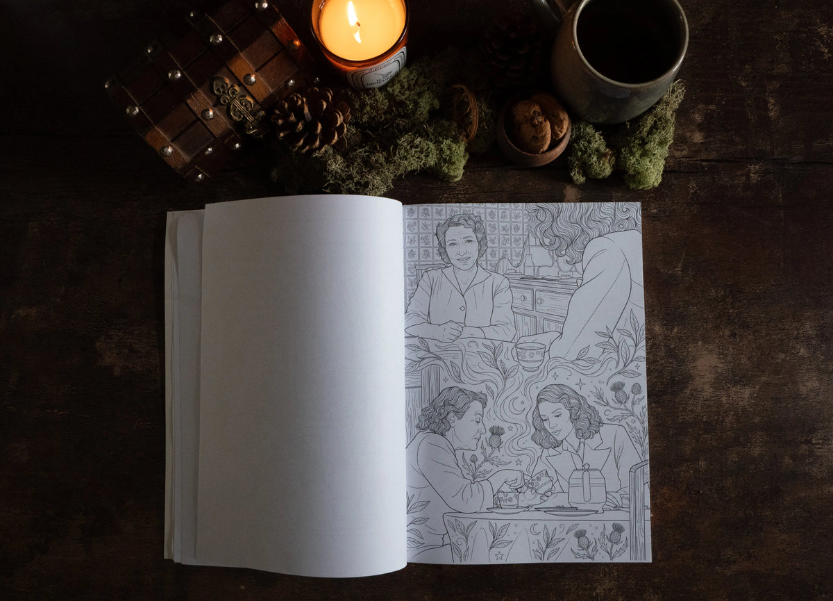 Édition papier Coloriage romantique pour adultes – Écosse du 18e siècle (Précommande) Le Grimoire de Geillis