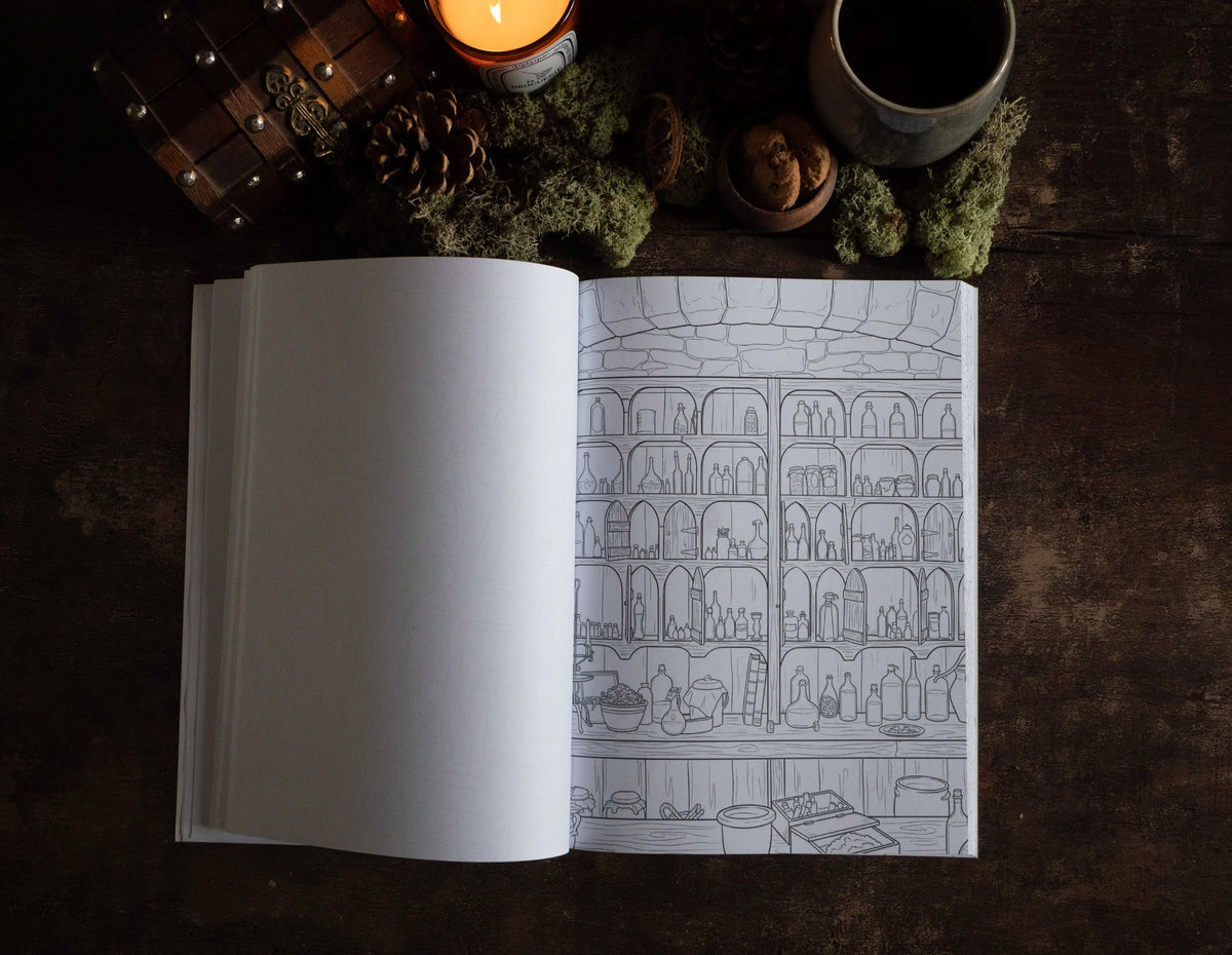 Édition papier Coloriage romantique pour adultes – Écosse du 18e siècle (Précommande) Le Grimoire de Geillis