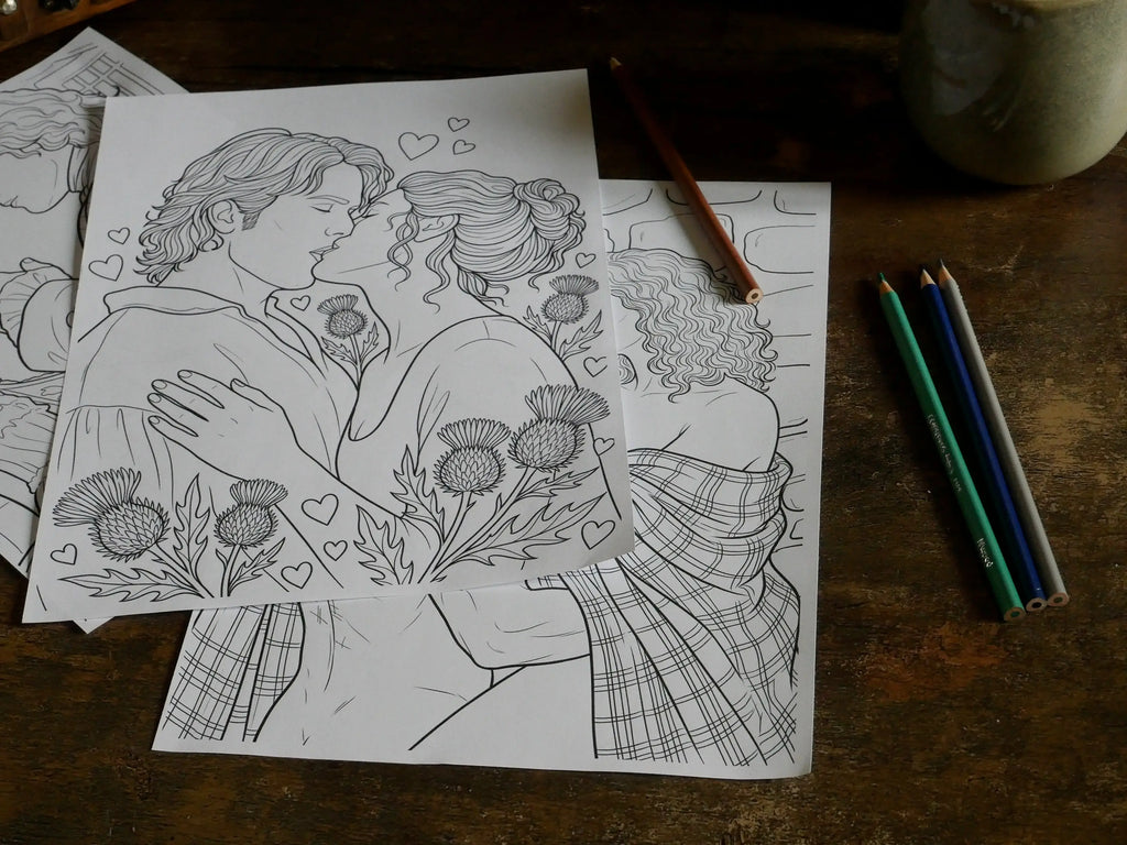 Duo papier + numérique | Livres de coloriage romantique pour adultes-Écosse du XVIIIe siècle (Précommande) Le Grimoire de Geillis