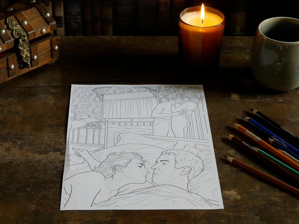 Édition numérique  Coloriage romantique pour adultes, Écosse du 18e siècle Le Grimoire de Geillis