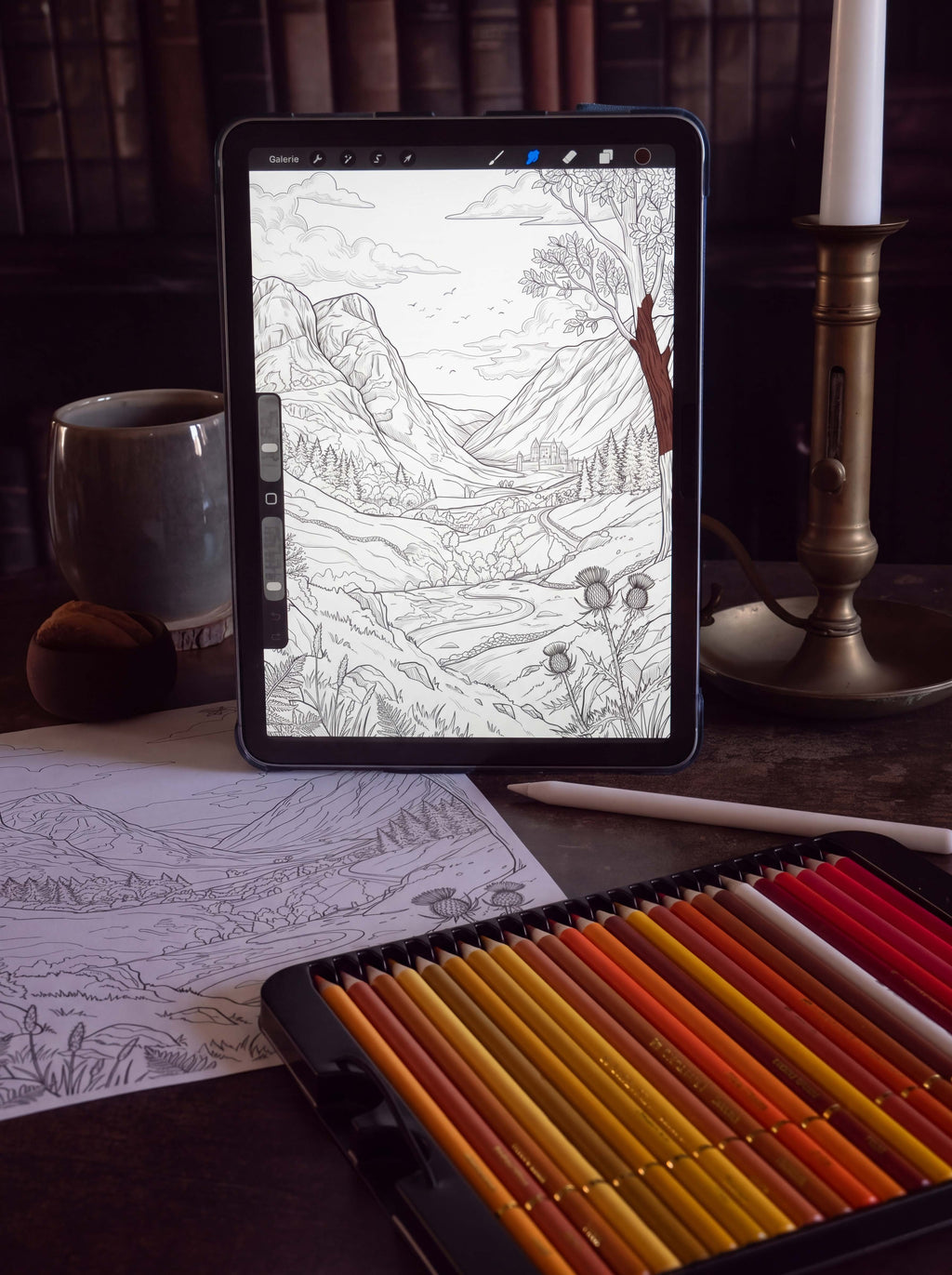 Édition Numérique Coloriage romantique pour adultes, Écosse du 18e siècle