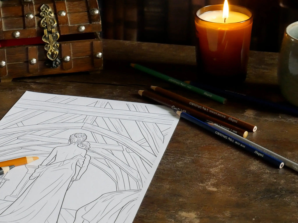 Édition numérique  Coloriage romantique pour adultes, Écosse du 18e siècle Le Grimoire de Geillis
